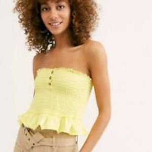 We The Free Smocked Babe Yellow Tube Top